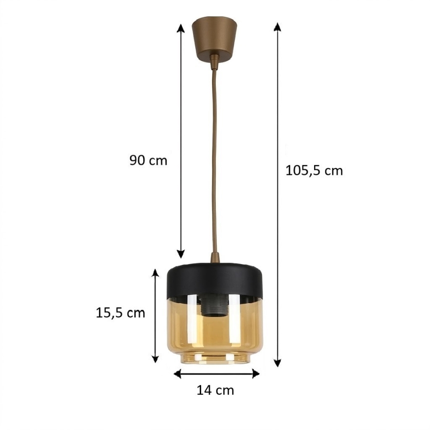 Brilagi - LED κρεμαστό φωτιστικό σε καλώδιο RETRO GLASS 1xE27/60W/230V Ø 14 cm καφέ/καπνιστό μπεζ/μαύρο