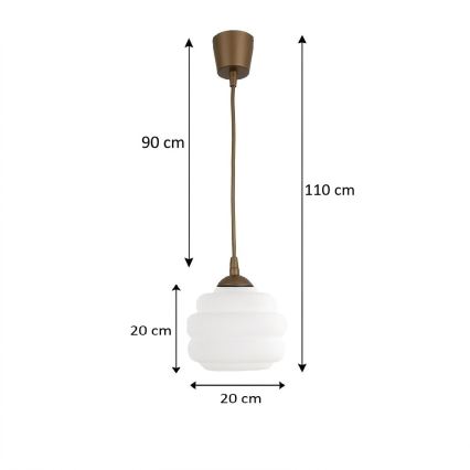Brilagi - Κρεμαστό φωτιστικό LED RETRO GLASS με σύρμα ανάρτησης, 1xE27/60W/230V, Ø 20 cm, καφέ/λευκό