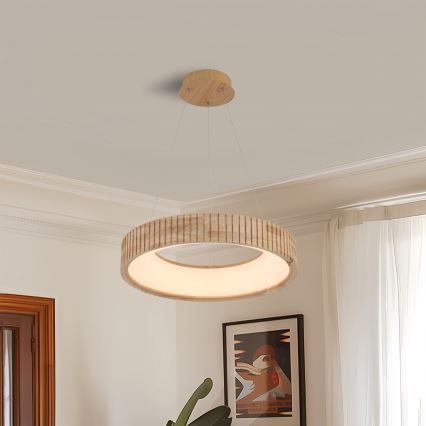 Brilagi - Κρεμαστό φωτιστικό LED με καλώδιο FALCON WOOD MODERN LED/30W/230V 3000/4000/6000K διάμ. 45 cm ξύλινο