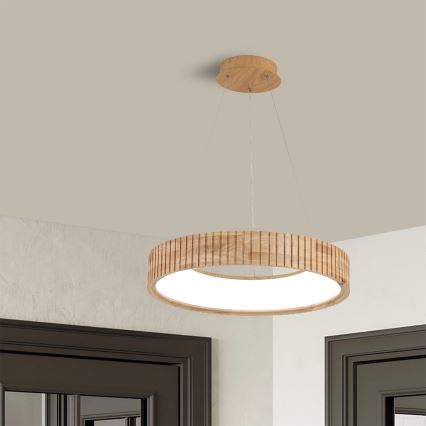 Brilagi - Κρεμαστό φωτιστικό LED με καλώδιο FALCON WOOD MODERN LED/30W/230V 3000/4000/6000K διάμ. 45 cm ξύλινο