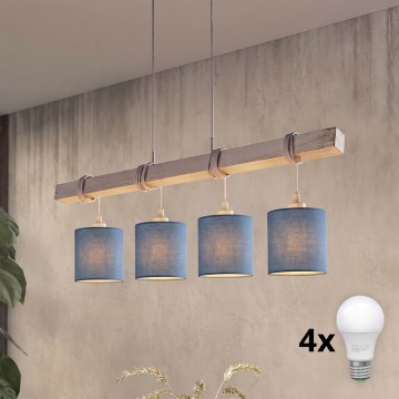 Brilagi - Κρεμαστό φωτιστικό LED με καλώδιο ανάρτησης NUBILA 4xE27/60W/230V γκρι/σκούρο μπλε