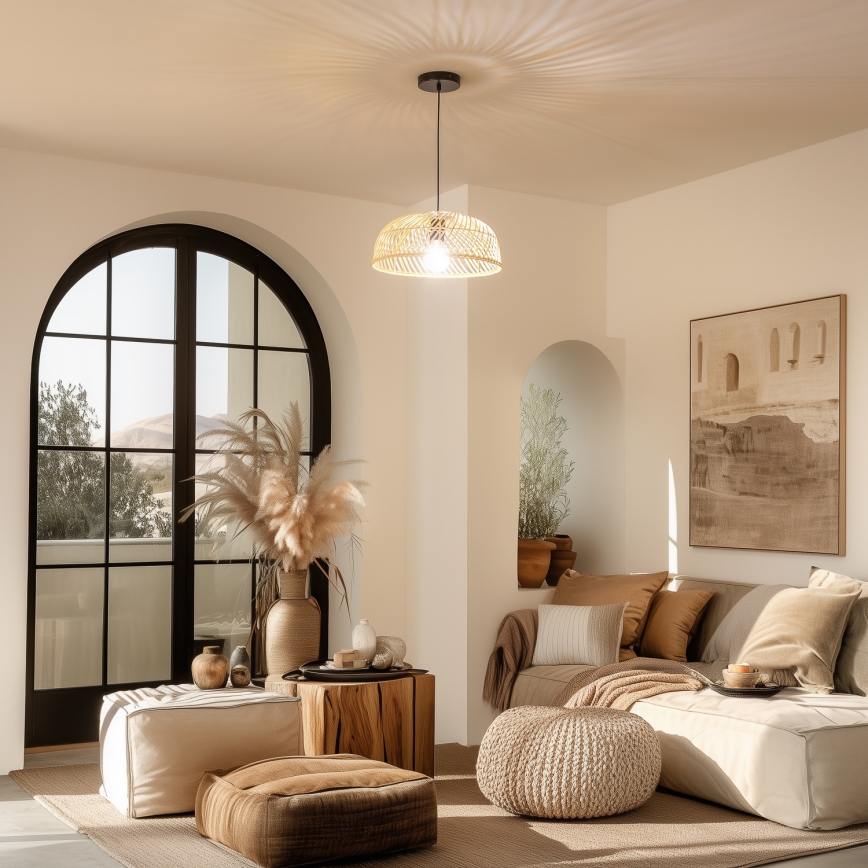 Brilagi - Κρεμαστό φωτιστικό LED με καλώδιο CERIA BOHO 1xE27/40W/230V Ø 40 cm ψάθινο