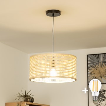 Brilagi - Κρεμαστό φωτιστικό LED με καλώδιο CERIA BOHO 1xE27/40W/230V Ø 40 εκ. μπαμπού