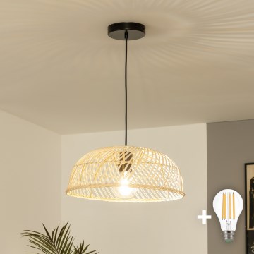 Brilagi - Κρεμαστό φωτιστικό LED με καλώδιο CERIA BOHO 1xE27/40W/230V Ø 60 cm ρατάν