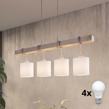 Brilagi - Κρεμαστό φωτιστικό LED με καλώδιο NUBILA 4xE27/60W/230V γκρι/λευκό