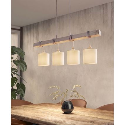 Brilagi - Κρεμαστό φωτιστικό LED με καλώδιο NUBILA 4xE27/60W/230V γκρι/κρεμ