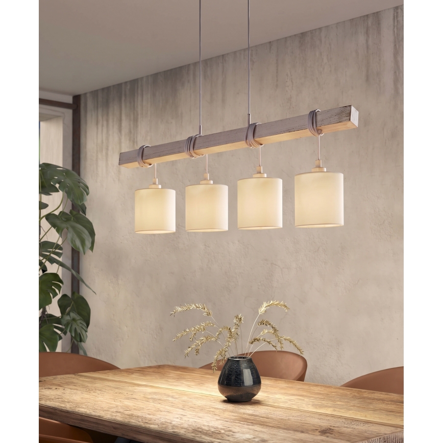 Brilagi - Κρεμαστό φωτιστικό LED με καλώδιο NUBILA 4xE27/60W/230V γκρι/κρεμ