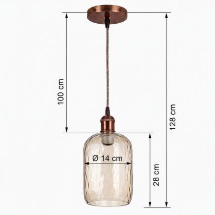 Brilagi - LED κρεμαστό φωτιστικό με καλώδιο RETRO GLASS 1xE27/60W/230V Ø 14 cm χάλκινο/καπνιστό καφέ