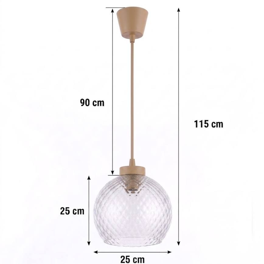 Brilagi - Κρεμαστό φωτιστικό LED με καλώδιο RETRO GLASS 1xE27/60W/230V Ø 25 εκ. μπεζ/καπνιστό γκρι