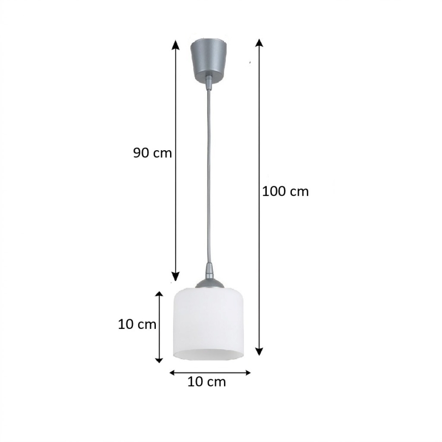 Brilagi - Κρεμαστό φωτιστικό LED με καλώδιο RETRO GLASS 1xE27/60W/230V Ø 10 cm ασημί/λευκό