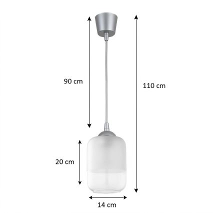 Brilagi - Κρεμαστό φωτιστικό LED με καλώδιο RETRO GLASS 1xE27/60W/230V Ø 14 cm ασημί/λευκό