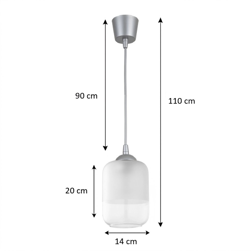 Brilagi - Κρεμαστό φωτιστικό LED με καλώδιο RETRO GLASS 1xE27/60W/230V Ø 14 cm ασημί/λευκό