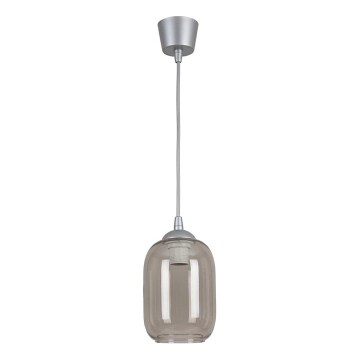 Brilagi - Κρεμαστό φωτιστικό LED με καλώδιο RETRO GLASS 1xE27/60W/230V Ø 14 cm ασημί/καπνιστό γκρι