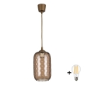Brilagi - Κρεμαστό φωτιστικό LED με καλώδιο RETRO GLASS 1xE27/60W/230V Ø 14 cm καφέ//καπνιστό καφέ