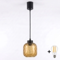 Brilagi - Κρεμαστό φωτιστικό LED με καλώδιο RETRO GLASS 1xE27/60W/230V Ø 14 cm μαύρο/καπνιστό καφέ