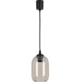 Brilagi - Κρεμαστό φωτιστικό LED με καλώδιο RETRO GLASS 1xE27/60W/230V Ø 14 cm μαύρο/καπνιστό γκρι