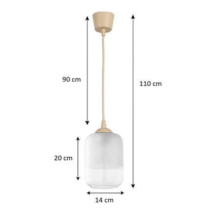 Brilagi - Κρεμαστό φωτιστικό LED με καλώδιο RETRO GLASS 1xE27/60W/230V Ø 14 cm μπεζ/λευκό
