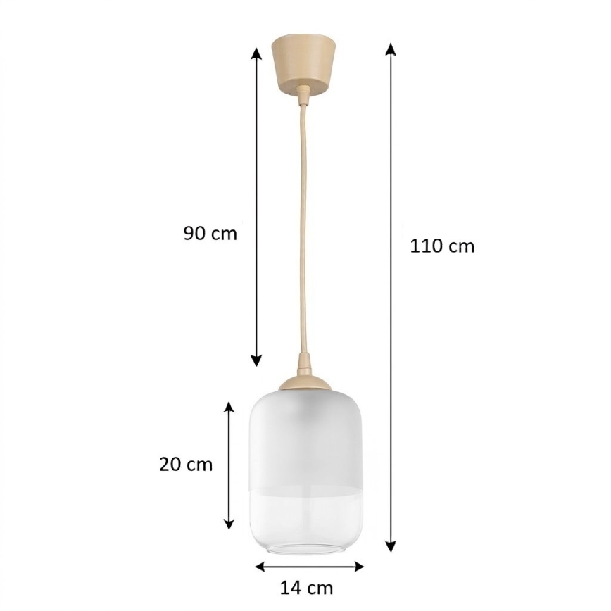 Brilagi - Κρεμαστό φωτιστικό LED με καλώδιο RETRO GLASS 1xE27/60W/230V Ø 14 cm μπεζ/λευκό