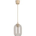 Brilagi - Κρεμαστό φωτιστικό LED με καλώδιο RETRO GLASS 1xE27/60W/230V Ø 14 εκ. μπεζ/καπνιστό γκρι