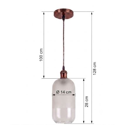 Brilagi - Κρεμαστό φωτιστικό LED με καλώδιο RETRO GLASS 1xE27/60W/230V Ø 14 εκ. χάλκινο/λευκό