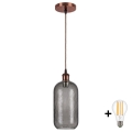 Brilagi - Κρεμαστό φωτιστικό LED με καλώδιο RETRO GLASS 1xE27/60W/230V Ø 14 εκ. χάλκινο/καπνιστό γκρι