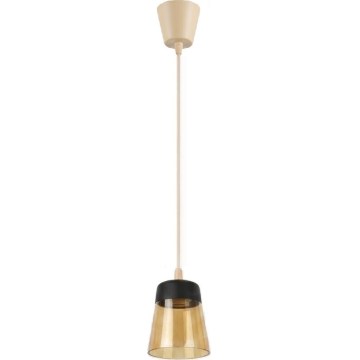 Brilagi - Κρεμαστό φωτιστικό LED με καλώδιο RETRO GLASS 1xE27/60W/230V Ø 15,5 cm μπεζ/καπνιστό μπεζ/μαύρο