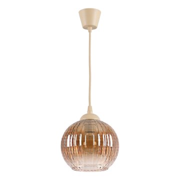 Brilagi - Κρεμαστό φωτιστικό LED με καλώδιο RETRO GLASS 1xE27/60W/230V Ø 18 cm μπεζ/καπνιστό καφέ
