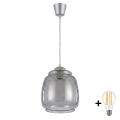 Brilagi - Κρεμαστό φωτιστικό LED με καλώδιο RETRO GLASS 1xE27/60W/230V Ø 26 εκ. ασημί/καπνιστό γκρι