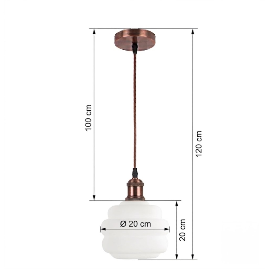 Brilagi - Κρεμαστό φωτιστικό LED με καλώδιο RETRO GLASS 1xE27/60W/230V διάμ. 20 cm χάλκινο/λευκό