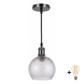 BRILAGI - Κρεμαστό φωτιστικό LED με καλώδιο RETRO GLASS 1xE27/60W/230V διάμ. 25 εκ. μαύρο/καπνιστό γκρι