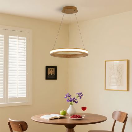 Brilagi - Κρεμαστό φωτιστικό LED με καλώδιο UMEA WOOD LED/30W/230V διάμ. 40 εκ. από ξύλο καουτσούκ