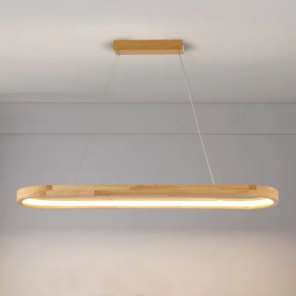 Brilagi - Κρεμαστό φωτιστικό LED με καλώδιο UMEA WOOD LED/40W/230V 90x22 cm, από ξύλο καουτσούκ