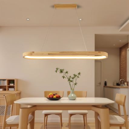 Brilagi - Κρεμαστό φωτιστικό LED με καλώδιο UMEA WOOD LED/40W/230V 90x22 cm, από ξύλο καουτσούκ