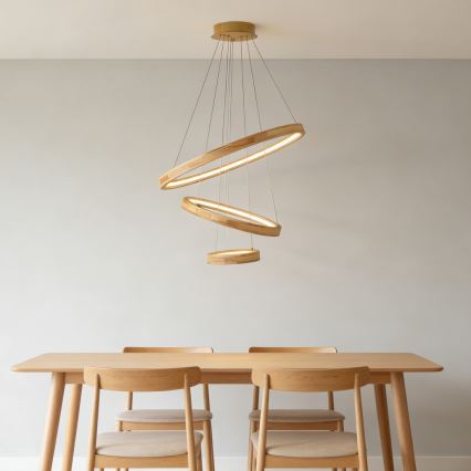 Brilagi - Κρεμαστό φωτιστικό LED με καλώδιο UMEA WOOD LED/45W/230V Ø 60 εκ. ξύλο καουτσούκ