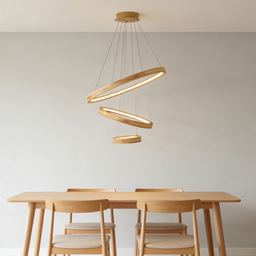 Brilagi - Κρεμαστό φωτιστικό LED με καλώδιο UMEA WOOD LED/45W/230V Ø 60 εκ. ξύλο καουτσούκ