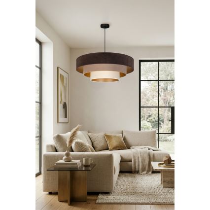 Brilagi - Κρεμαστό φωτιστικό LUNETA με καλώδιο, 3xE27/60W/230V, διάμ. 80 εκ., καφέ/μπεζ/κρεμ