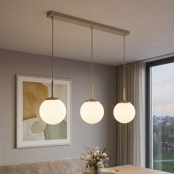 Brilagi - Κρεμαστό φωτιστικό MILO σε καλώδιο 3xE27/60W/230V μπεζ/χρυσό