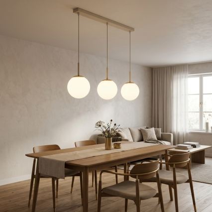 Brilagi - Κρεμαστό φωτιστικό MILO σε καλώδιο 3xE27/60W/230V μπεζ/χρυσό