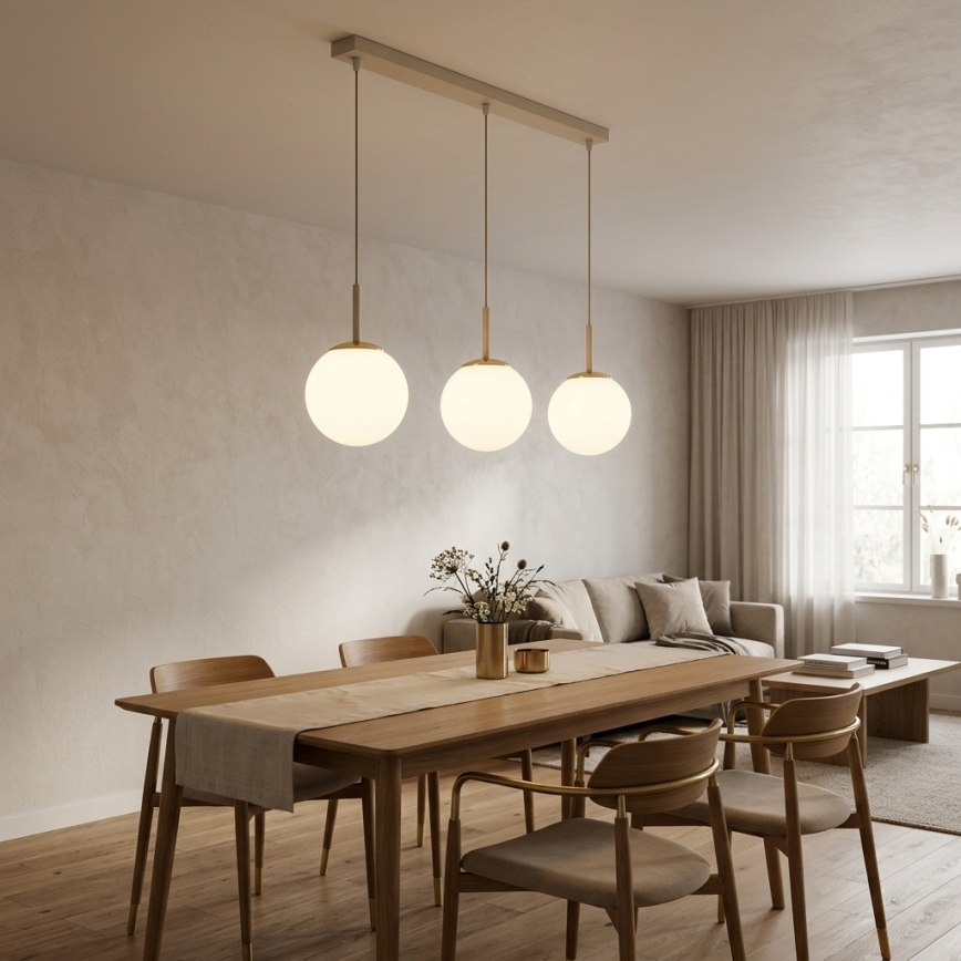 Brilagi - Κρεμαστό φωτιστικό MILO σε καλώδιο 3xE27/60W/230V μπεζ/χρυσό