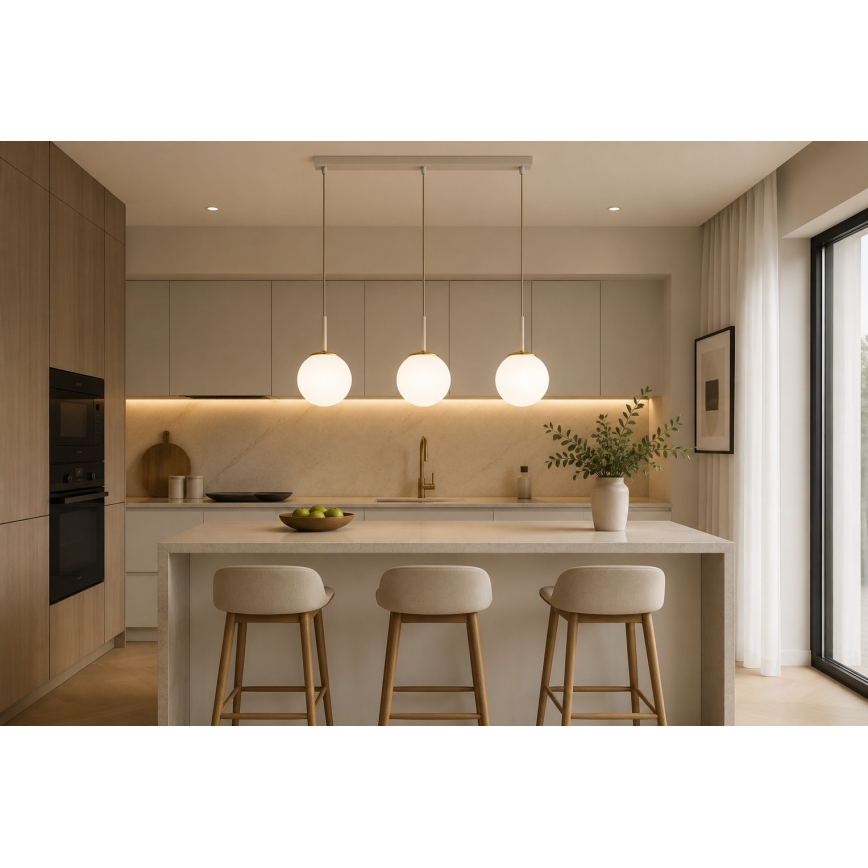 Brilagi - Κρεμαστό φωτιστικό MILO σε καλώδιο 3xE27/60W/230V μπεζ/χρυσό