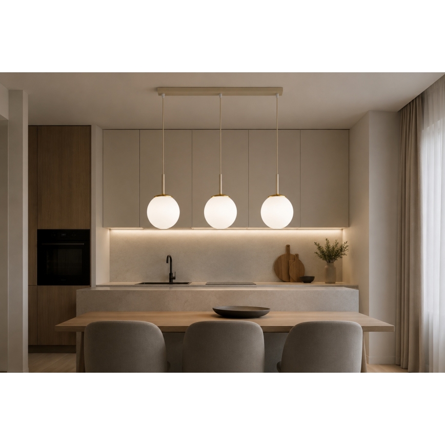 Brilagi - Κρεμαστό φωτιστικό MILO σε καλώδιο 3xE27/60W/230V μπεζ/χρυσό