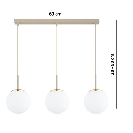 Brilagi - Κρεμαστό φωτιστικό MILO σε καλώδιο 3xE27/60W/230V μπεζ/χρυσό