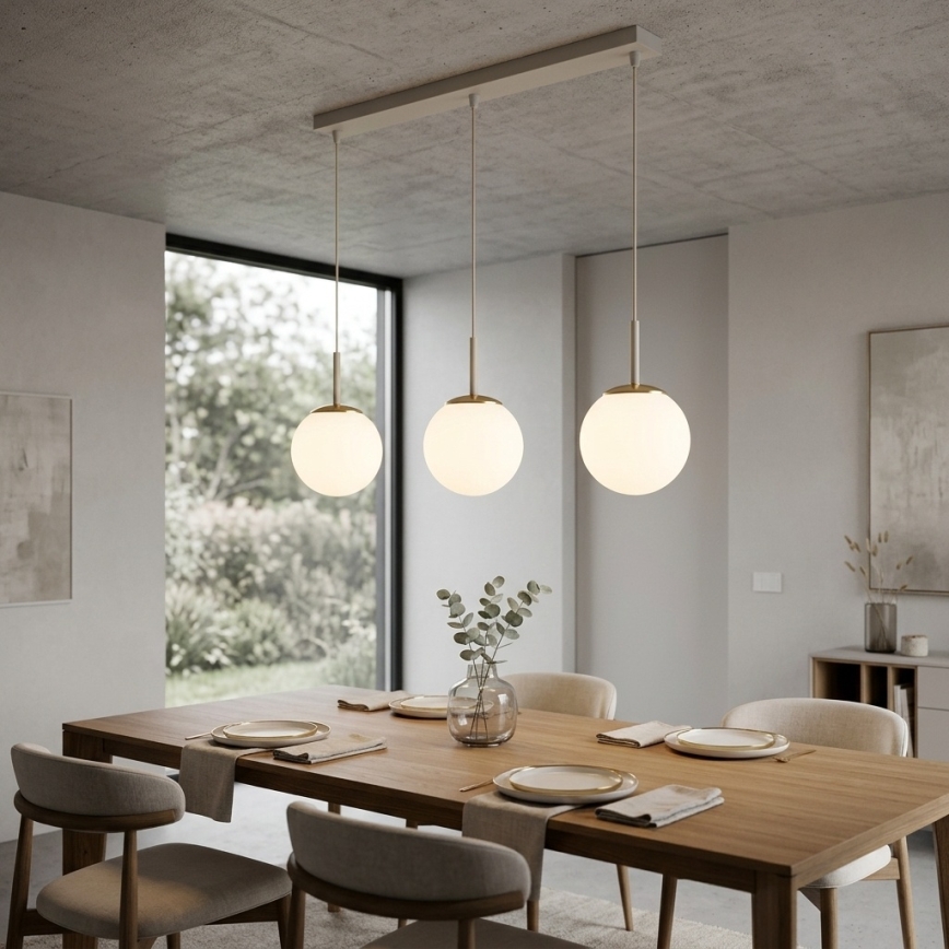 Brilagi - Κρεμαστό φωτιστικό MILO σε καλώδιο 3xE27/60W/230V μπεζ/χρυσό