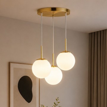 Brilagi - Κρεμαστό φωτιστικό MILO με καλώδιο 3xE27/60W/230V, χρυσό