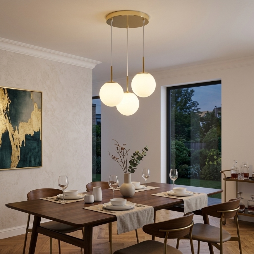 Brilagi - Κρεμαστό φωτιστικό MILO με καλώδιο 3xE27/60W/230V, χρυσό