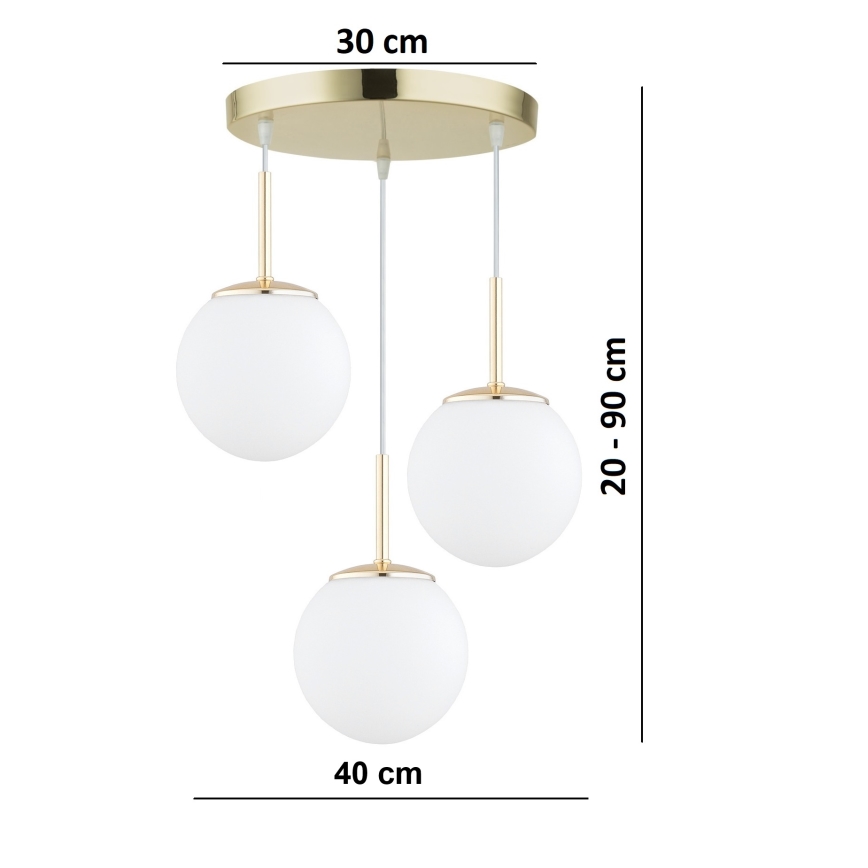 Brilagi - Κρεμαστό φωτιστικό MILO με καλώδιο 3xE27/60W/230V, χρυσό