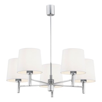 Brilagi - Κρεμαστό φωτιστικό MONTE με ράβδο 5xE27/15W/230V κρεμ/γυαλιστερό χρώμιο