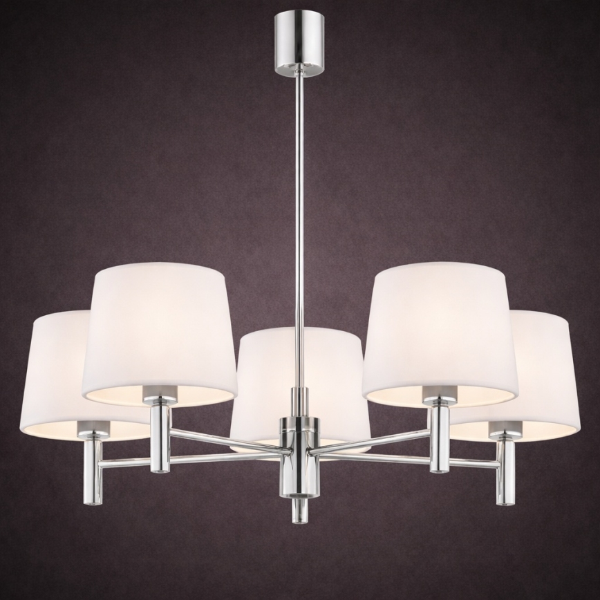 Brilagi - Κρεμαστό φωτιστικό MONTE με ράβδο 5xE27/15W/230V κρεμ/γυαλιστερό χρώμιο