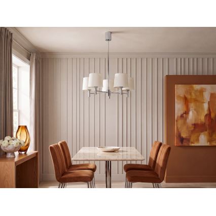 Brilagi - Κρεμαστό φωτιστικό MONTE με ράβδο 5xE27/60W/230V κρεμ/γυαλιστερό χρώμιο