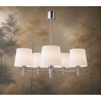 Brilagi - Κρεμαστό φωτιστικό MONTE με ράβδο 5xE27/60W/230V κρεμ/γυαλιστερό χρώμιο